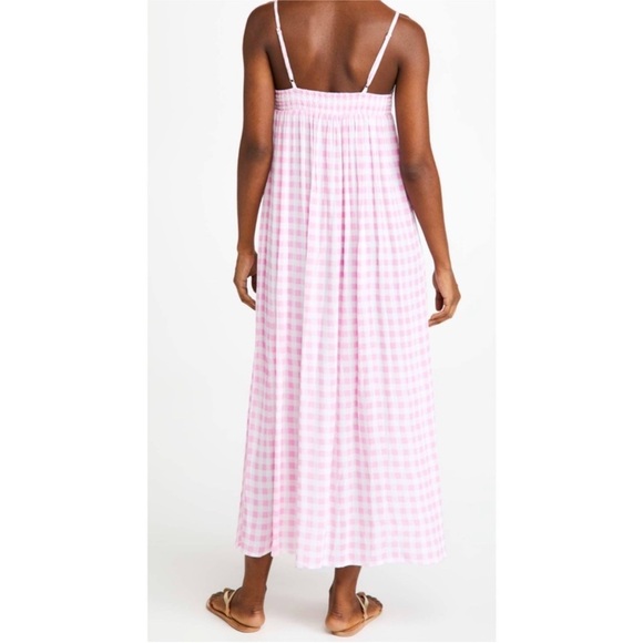 Playa Lucila pink gingham maxi dress square neck size XS new - Picture 7 of 7